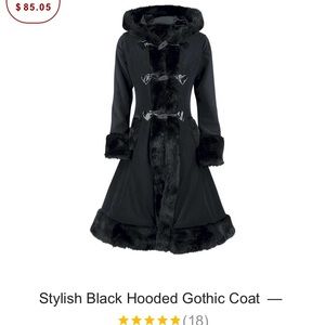 Women’s black hooded goth coat